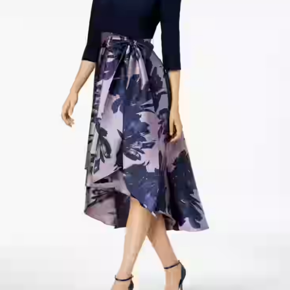 Party Dress R&M Richard Women High Low Floral Size 12 New Out Tags Style A-Line - Picture 9 of 9